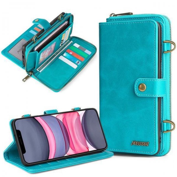 (EARLY XMAS SALE - 50% OFF) Wallet Leather Phone Case With Shoulder Strap Case