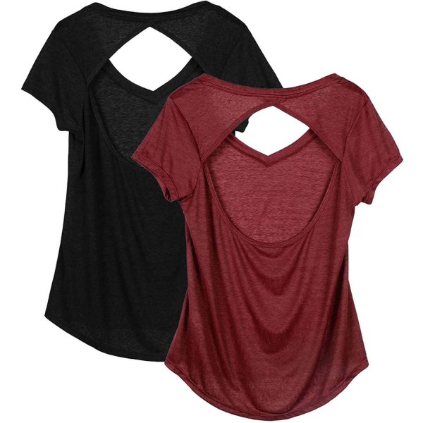 Black/Wine Women's Casual Short Sleeve Wear Lightweight