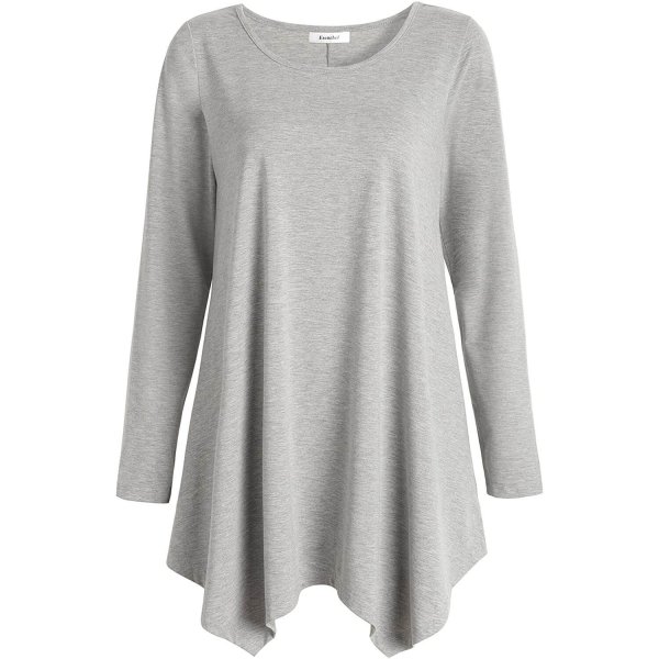 Heather Gray Female Casual Long Sleeve Top Lightweight