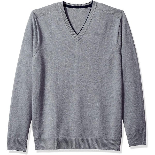 Heather Grey Man Fashion Casual Merino Wool Sweater