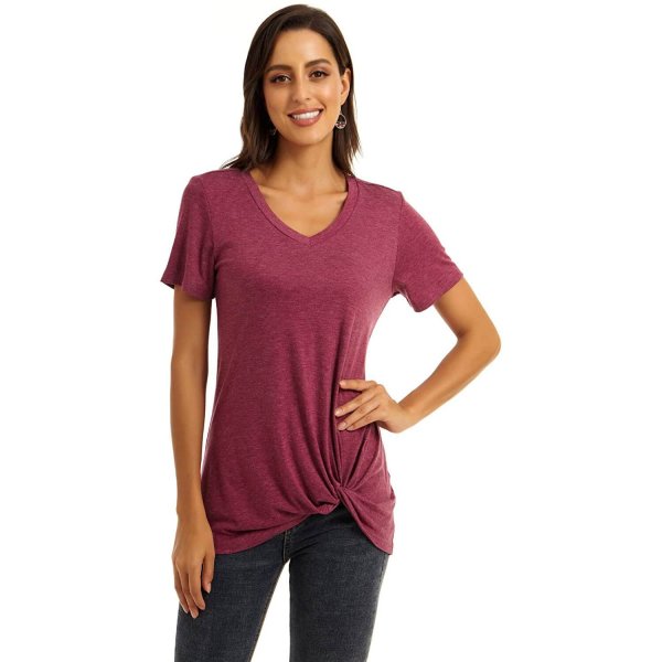 Fuchsia Madam Comfortable Short Sleeve Top For Workout