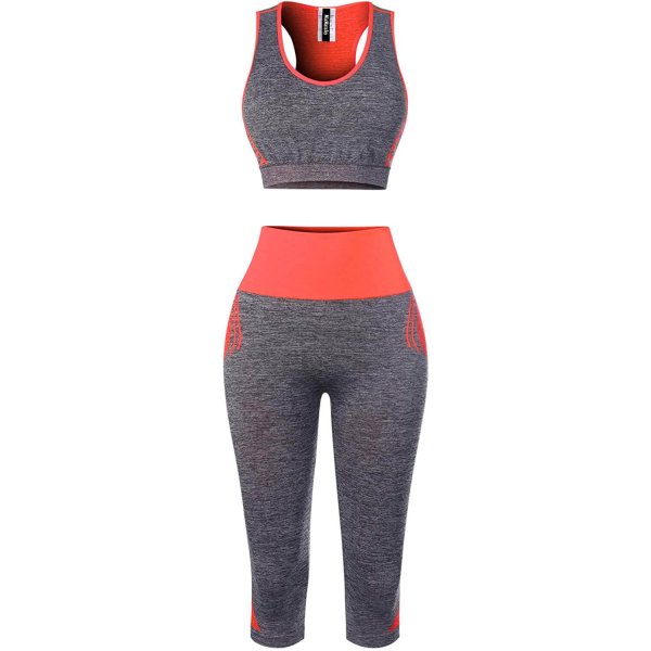 Orange Lady Casual Yoga Coordinates Casual Sports Gym Yoga