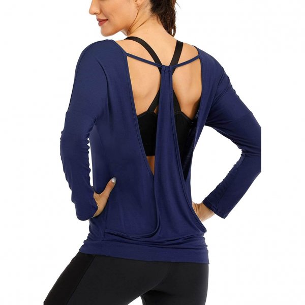 Blue Madam Fashion Long Sleeve Clothes Exercise Running